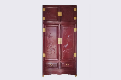 恩施高端中式家居装修深红色纯实木衣柜