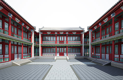 恩施北京四合院设计古建筑鸟瞰图展示